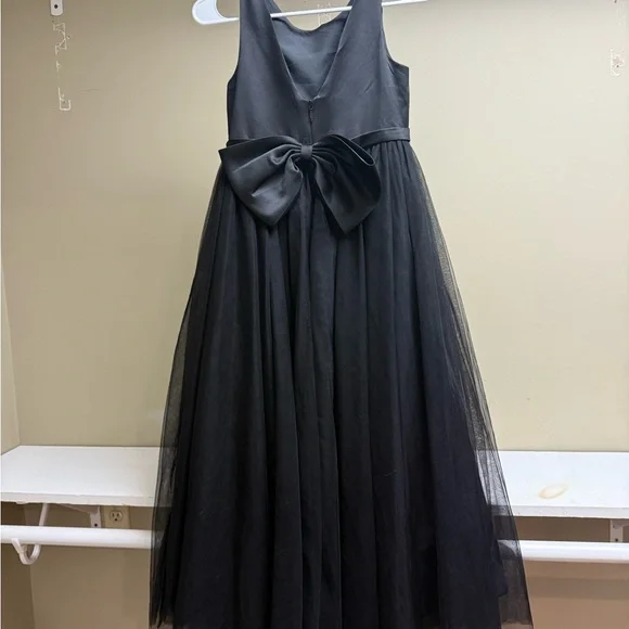 Azazie Black Layered Kids Dress with Bow